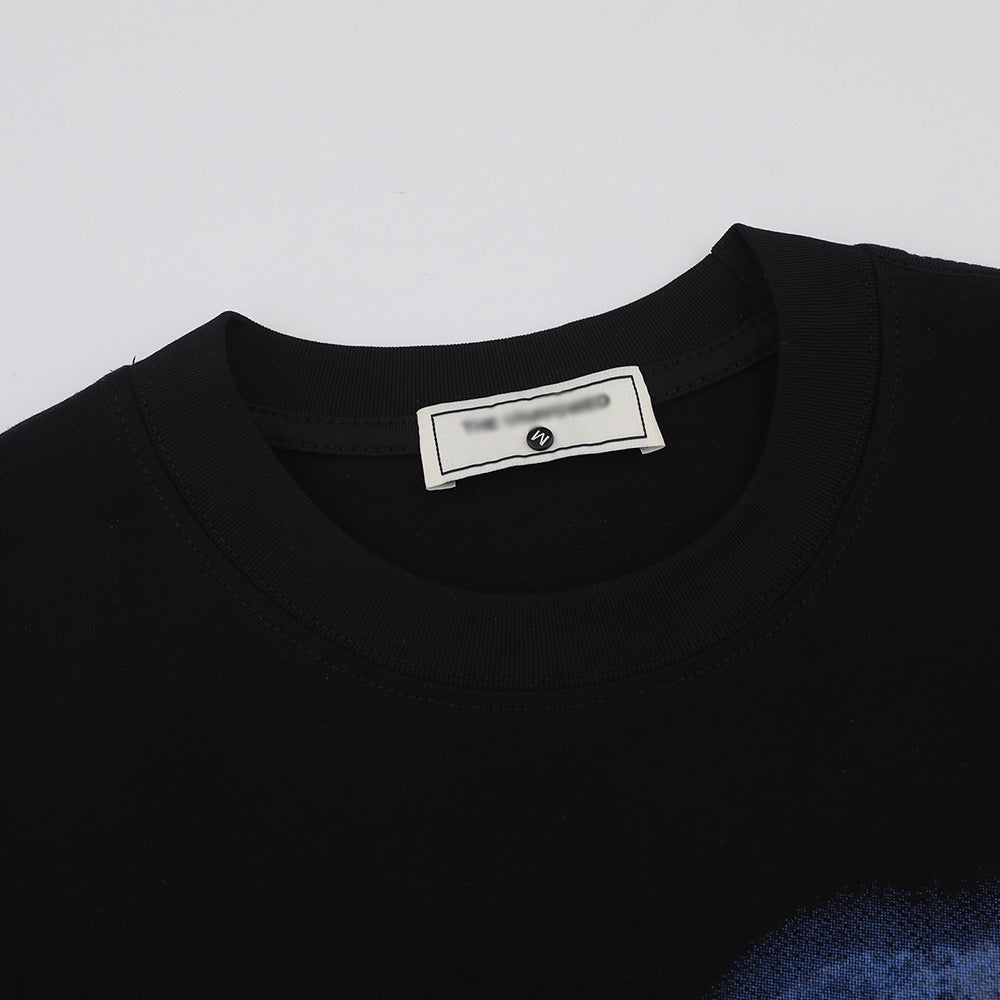Abstract Figure Print Short-sleeved T-shirt Men's Summer Loose Dark Style Trendy Brand Ins Casual Crewneck Breathable T-shirt