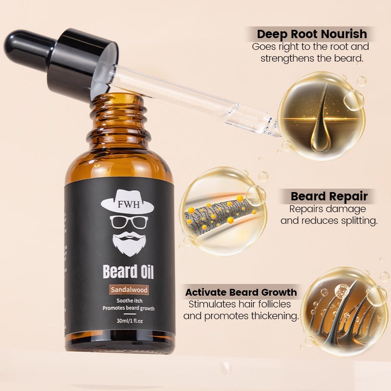 30ml Men's Beard Oil Cross-Border Beard Liquid Nutritional Oil Essence Facial Hair Care Oil