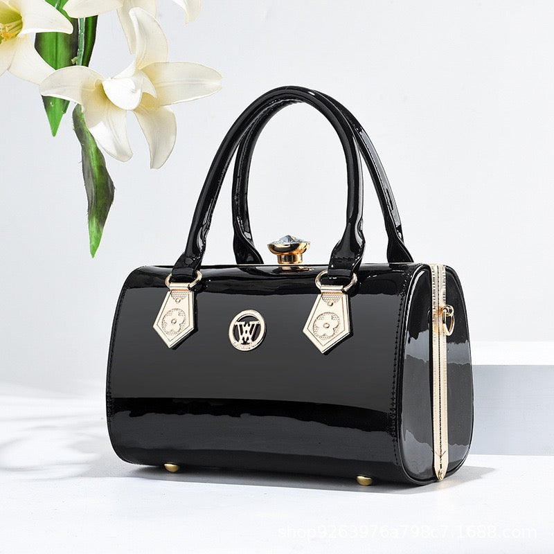 Luxe Gold Gloss Structured Handbag
